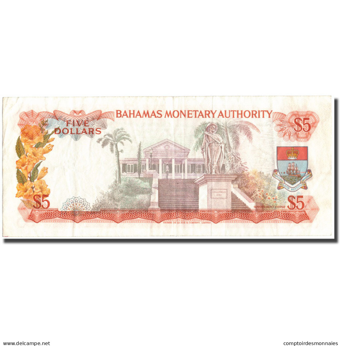 Billet, Bahamas, 5 Dollars, 1968, KM:29a, TTB - Bahamas