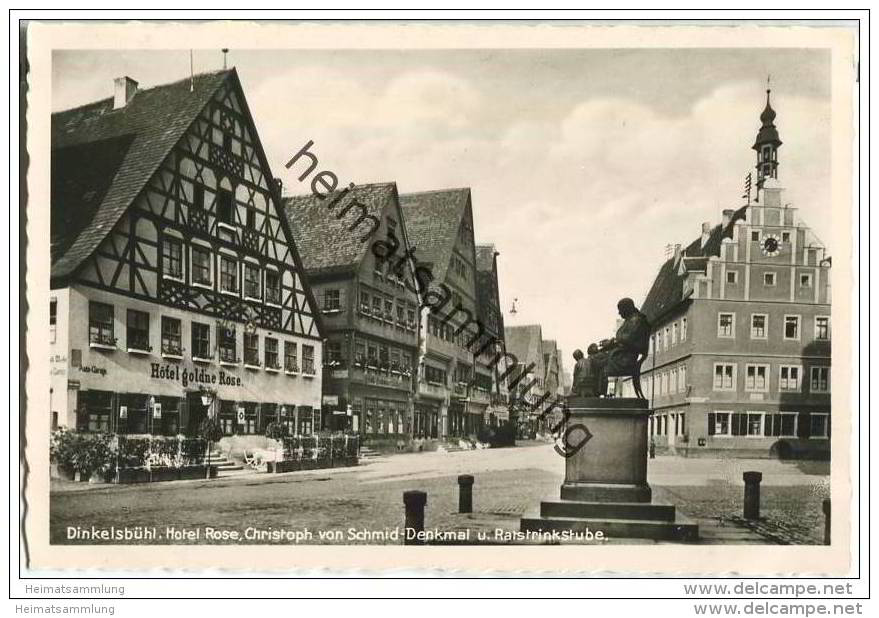 Tauberbischofsheim - Hotel Goldene Rose - Christoph Von Schmid Denkmal - Foto-AK - Tauberbischofsheim