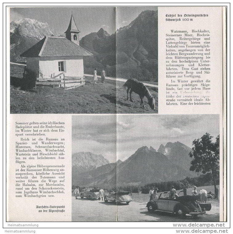 Ramsau-Hintersee 1953 - Faltblatt Mit 11 Abbildungen - Unterkunfts-Verzeichnis 1953/54 Lageplan - Bayern