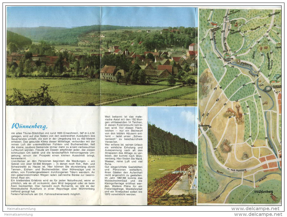 Wünnenberg 1971 - Faltblatt Mit 7 Abbildungen - Wanderplan Signiert Jos. Mühlenbein Niedermarsberg 1962 - Nordrhein-Westfalen