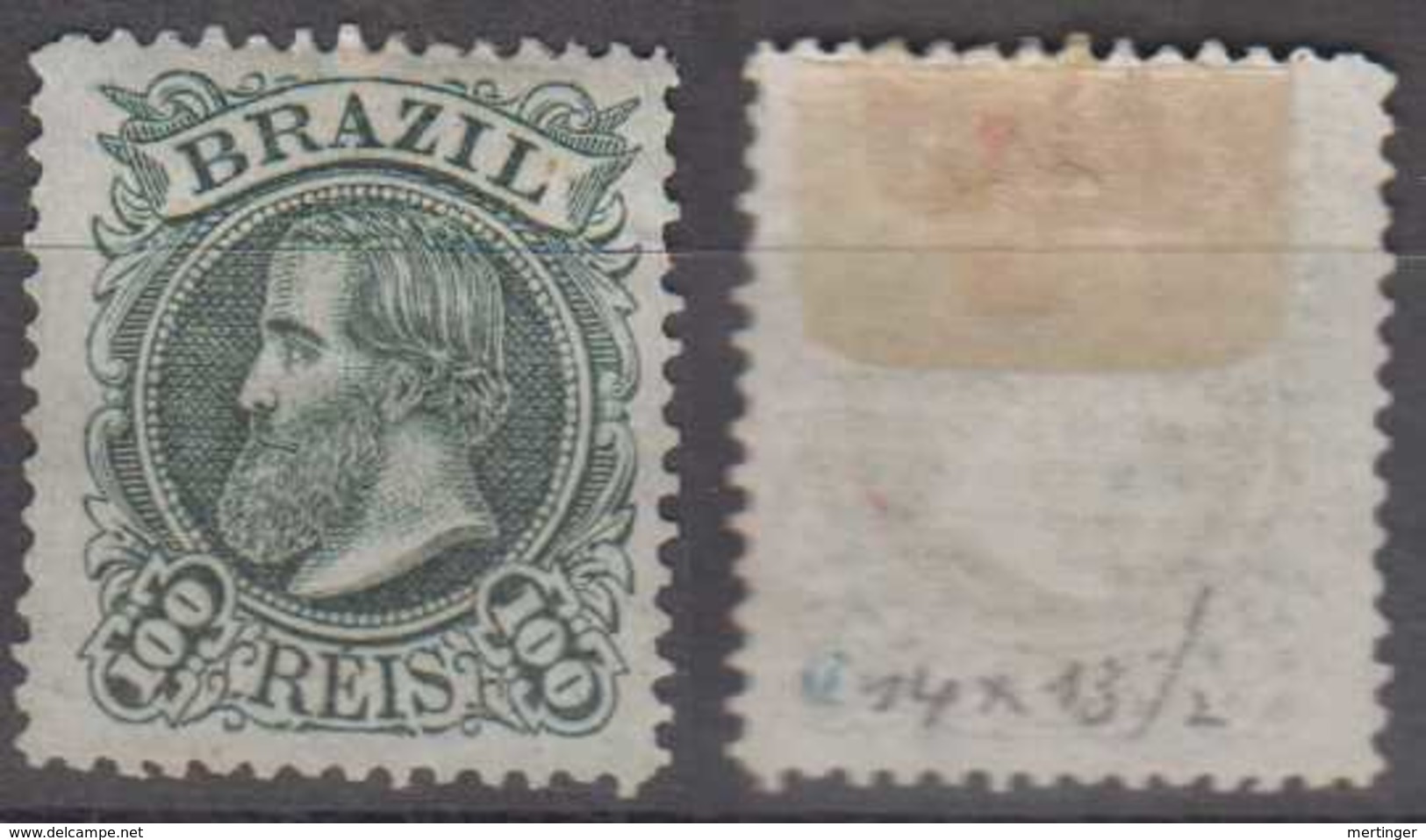 Brazil Brasil Mi# 52 I (*) Mint 100R Dom Pedro 1882 - Unused Stamps