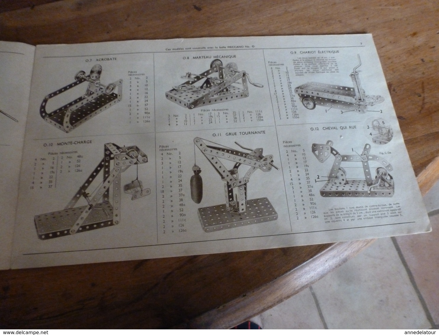 Manuel d'Instruction  MECCANO n° 1 - avec modèles de constructions (20 pages compris couverture)