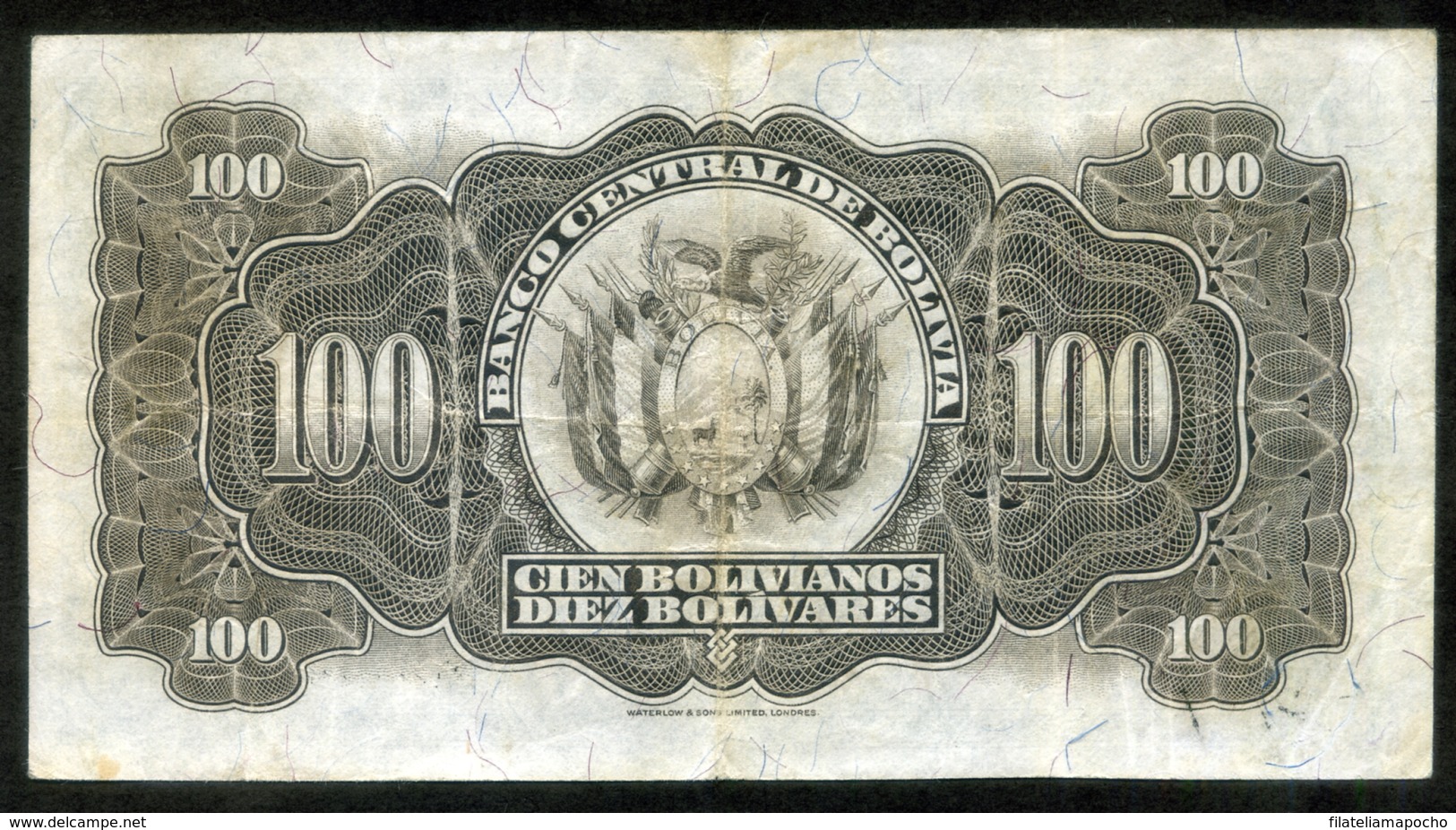 BOLIVIA BILLETES 1928; "100 BOLIVIANOS"; EMISIÓN COMPLEMENTARIA. - Bolivie