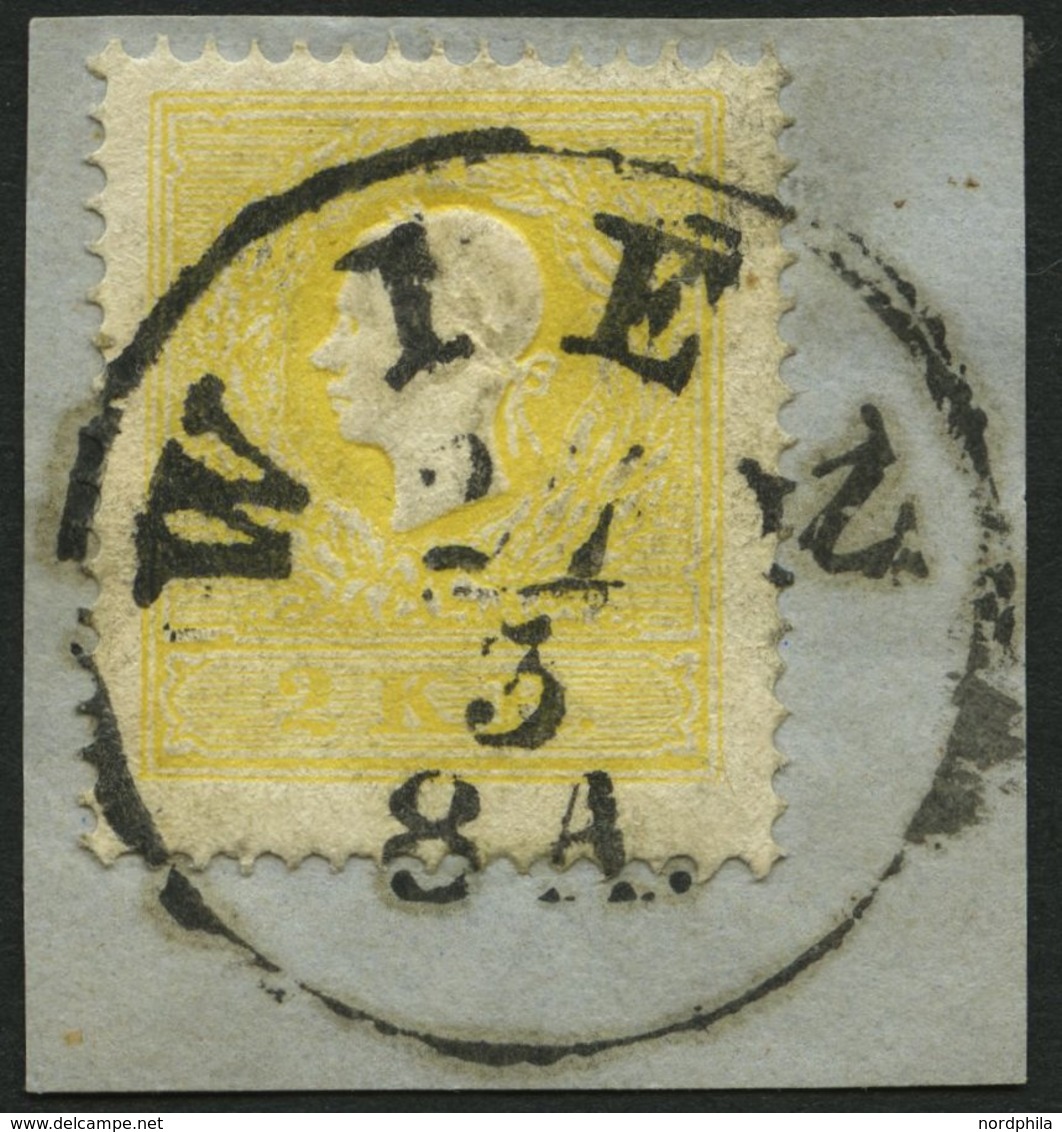 ÖSTERREICH 10IIa BrfStk, 1859, 2 Kr. Gelb, Type II, K1 WIEN, Prachtrbriefstück - Sonstige & Ohne Zuordnung