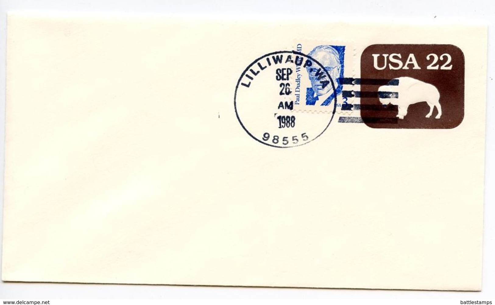 United States 1988 Scott U608 Postal Envelope Lilliwaup, Washington Postmark - 1981-00