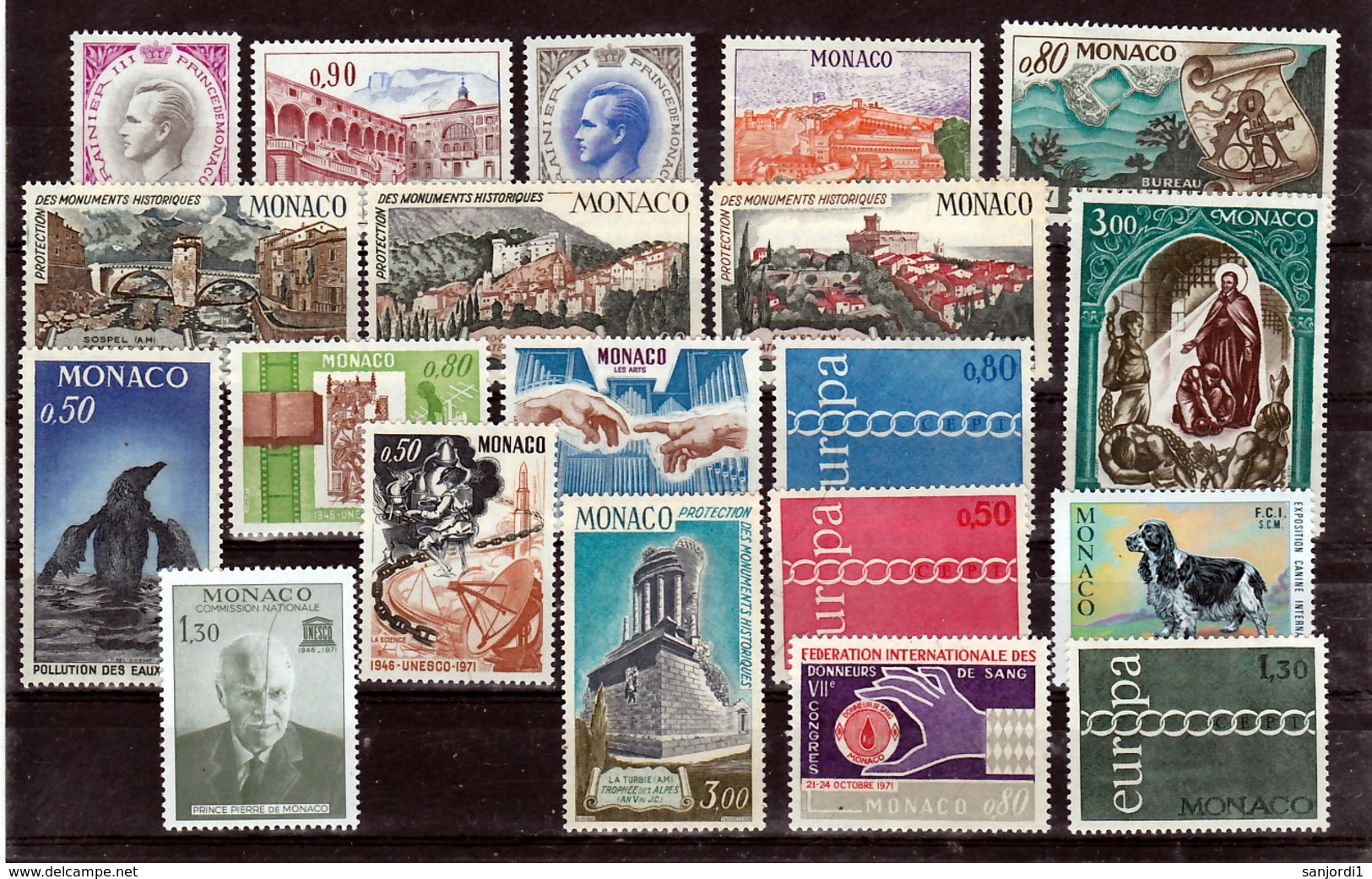 Monaco 1971 Année Complète Postes 847 à 866  Neuf ** TB  MnH  Sin Charnela Cote 50 - Années Complètes