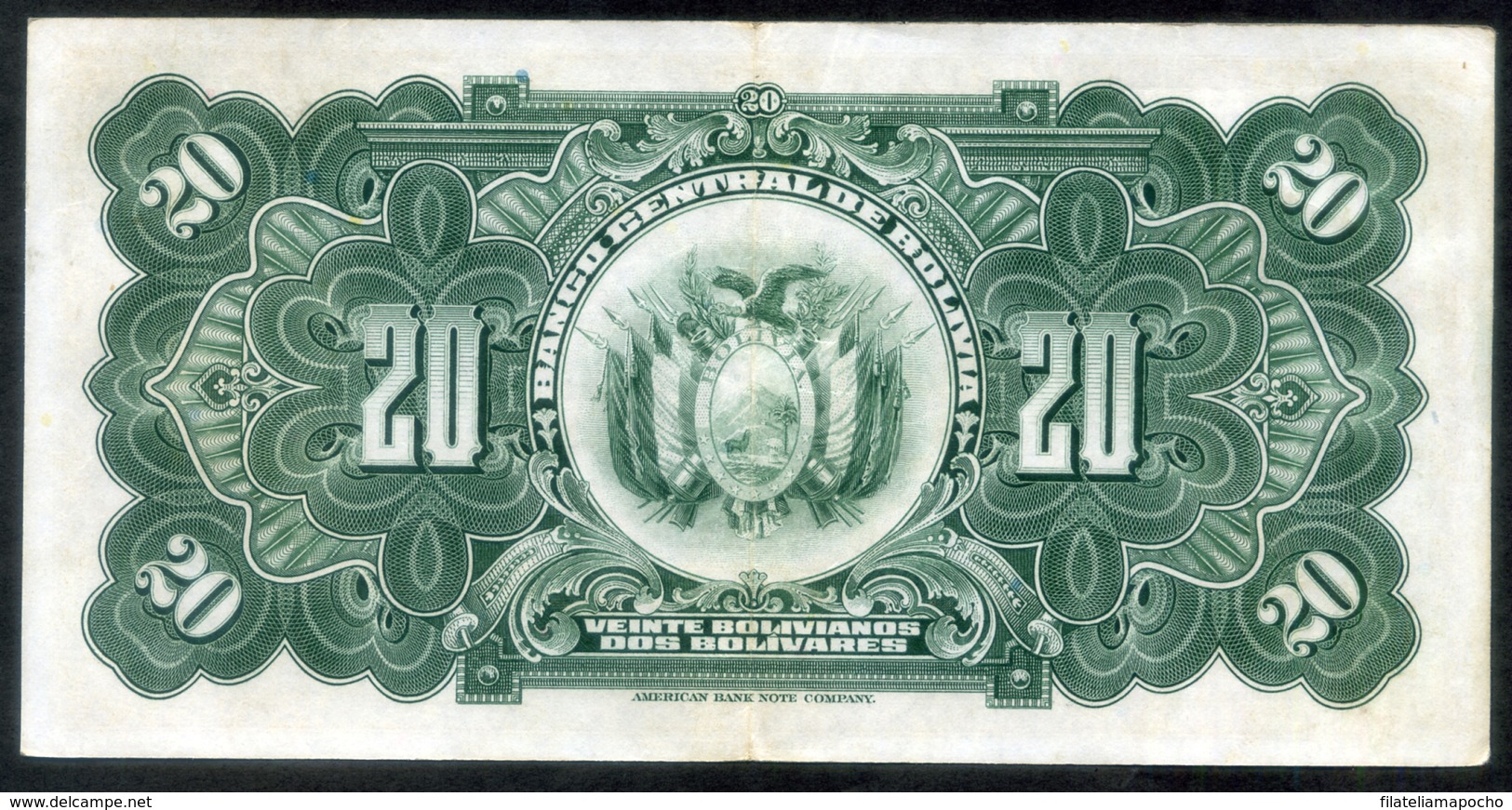 BOLIVIA BILLETES; 1928 - "20 BOLIVIANOS". - Bolivia