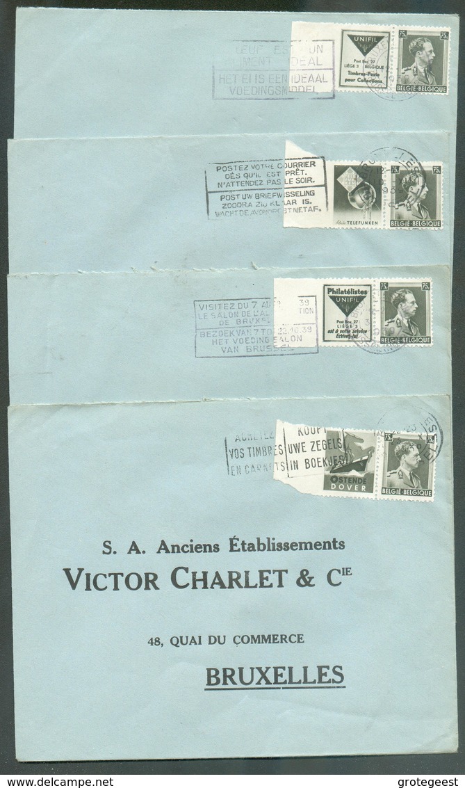 Lot De 8 Lettres Avec Timbres PUB 99/106 (série Complète Avec Bord Papier Blanc) Vers Bruxelles- 12864 - Andere & Zonder Classificatie