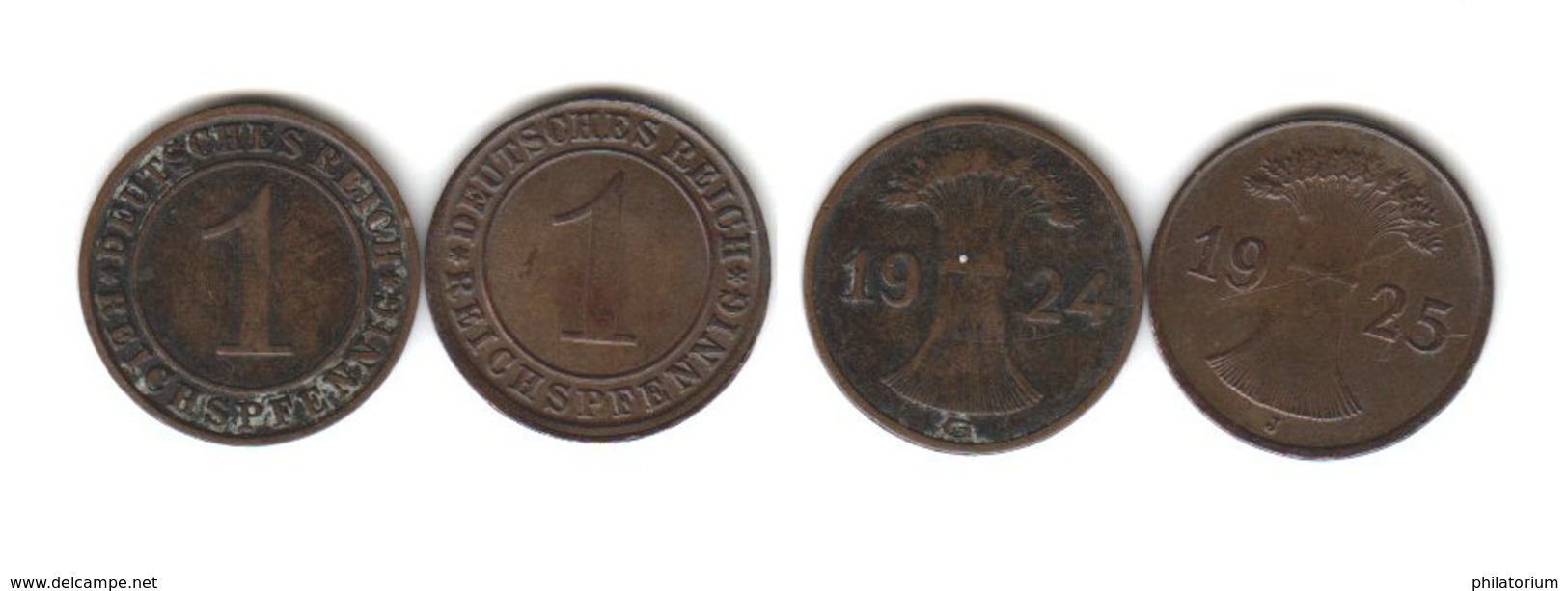 Allemagne  1 Reichspfennig  1924 G + 1925 J  Deutsches Reich - 1 Renten- & 1 Reichspfennig
