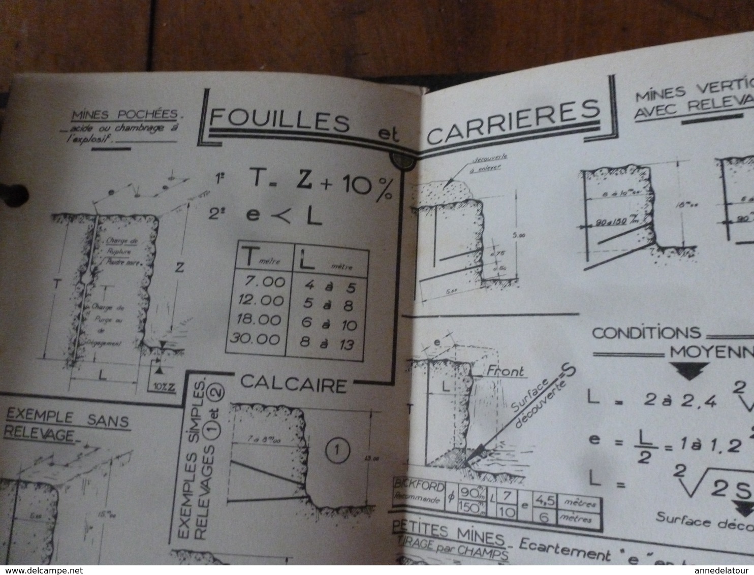 1941 Rare document technique de PERFORATION ET ABATTAGE DES ROCHES , édition TEKHNIKOS