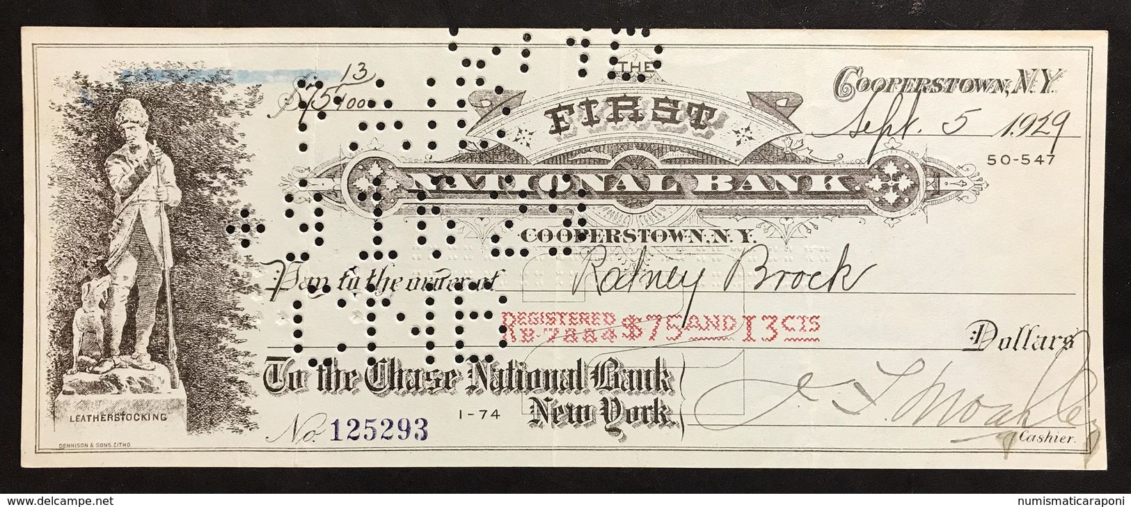 First National Bank Pay To The Order 1939 Lotto 332 - Estados Unidos