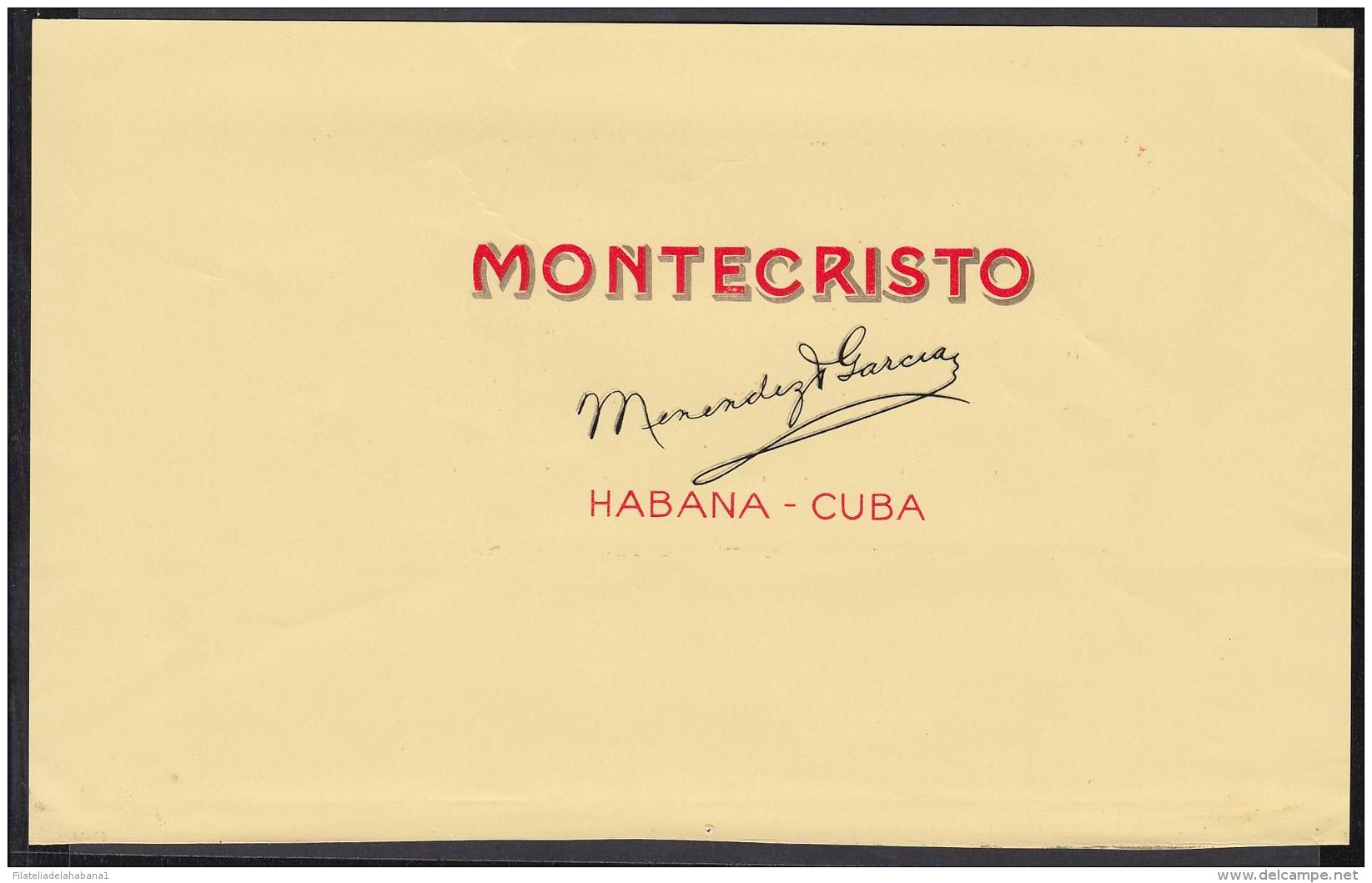 T127 CUBA SPAIN. MONTECRISTO TOBACCO. HABILITACION DE TABACO. - Etiquettes