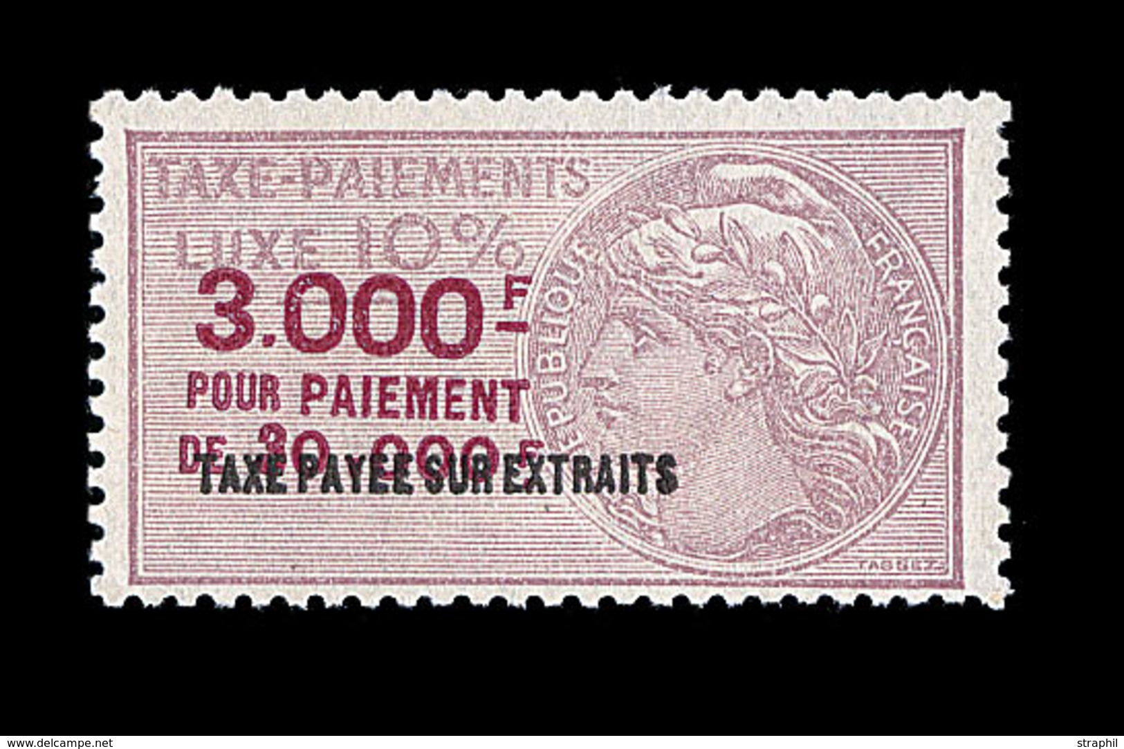 * TAXE DE LUXE N°66 - 3000F - TB - Sonstige & Ohne Zuordnung