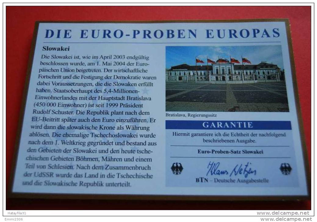 SLOWAKEI  2004 - Euro Proben Satz - Slovaquie