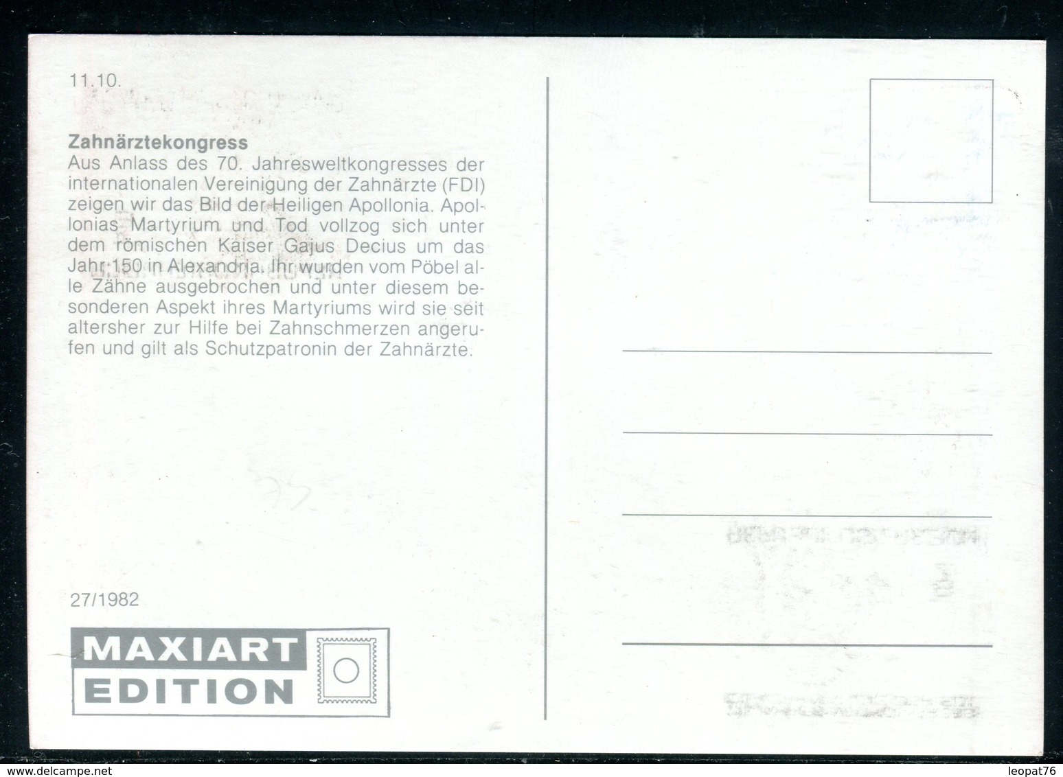 Autriche - Carte Maximum 1982 - Sainte Apollonia - Patronne Des Dentistes - Maximum Cards