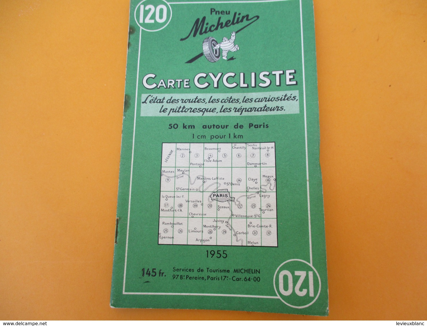 Pneu Michelin / Carte Cycliste/ 50 Km Autour De Paris/ Services De Tourisme/1955     PGC199 - Strassenkarten