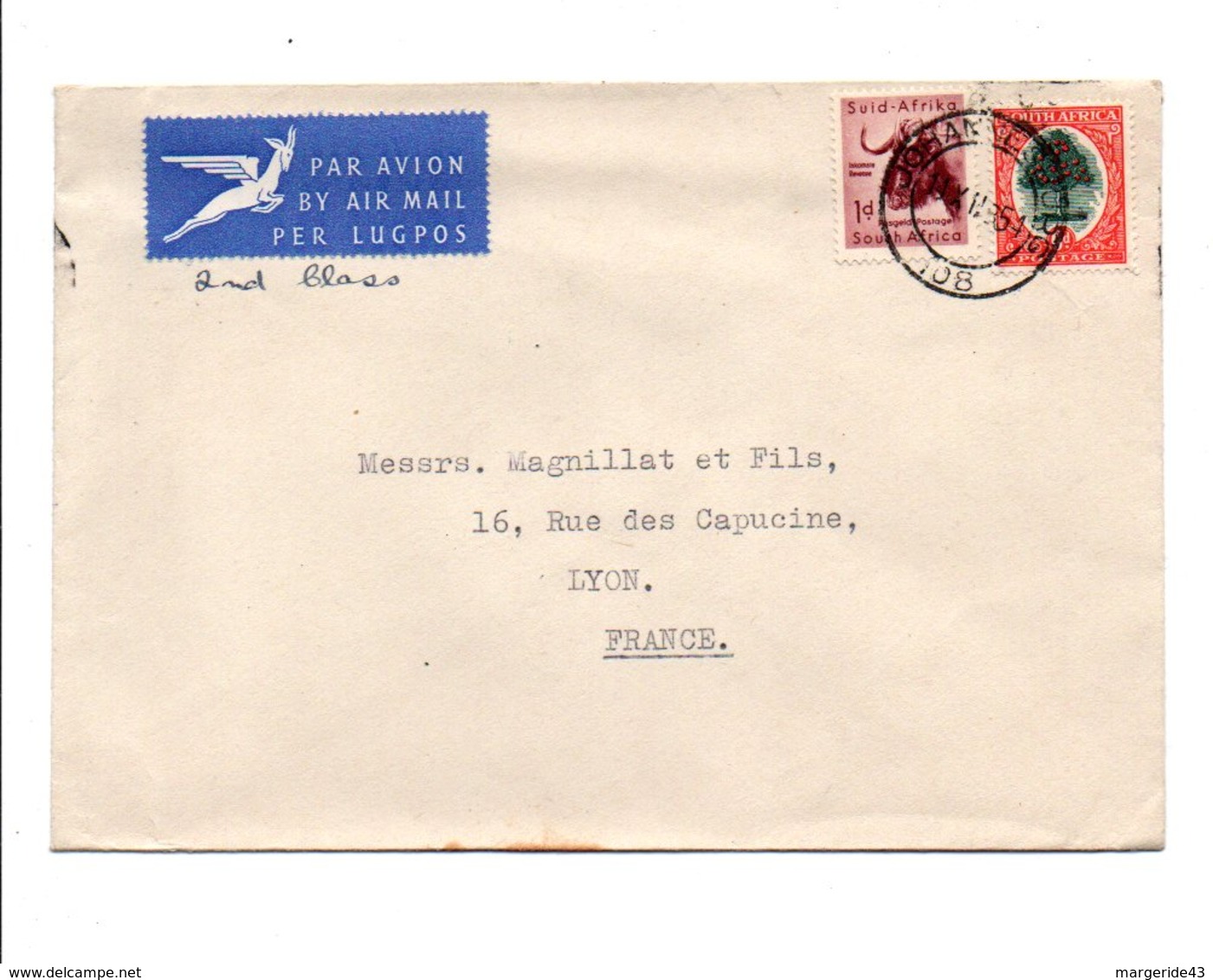 AFRIQUE DU SUD AFFRANCHISSEMENT COMPOSE SUR LETTRE AVION POUR LA FRANCE 1951 - Neue Republik (1886-1887)