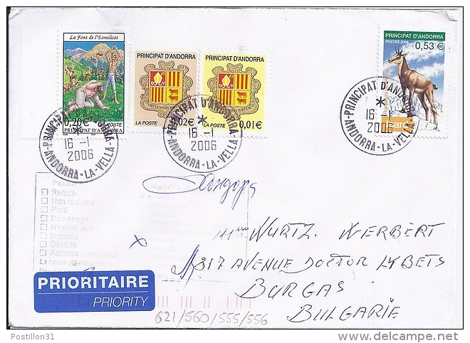 TP N° 621+ Divers  SUR LETTRE DU 16.01.06 POUR LA BULGARIE - Briefe U. Dokumente