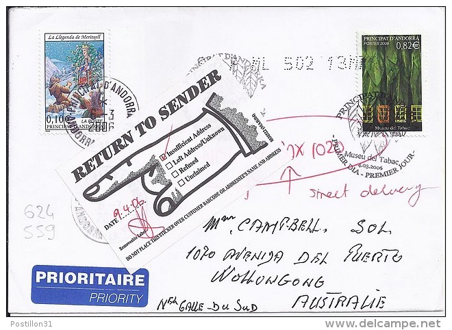 TP N° 624 + DIVERS  SUR LETTRE DU 4.03.06 POUR L'AUSTRALIE - Covers & Documents