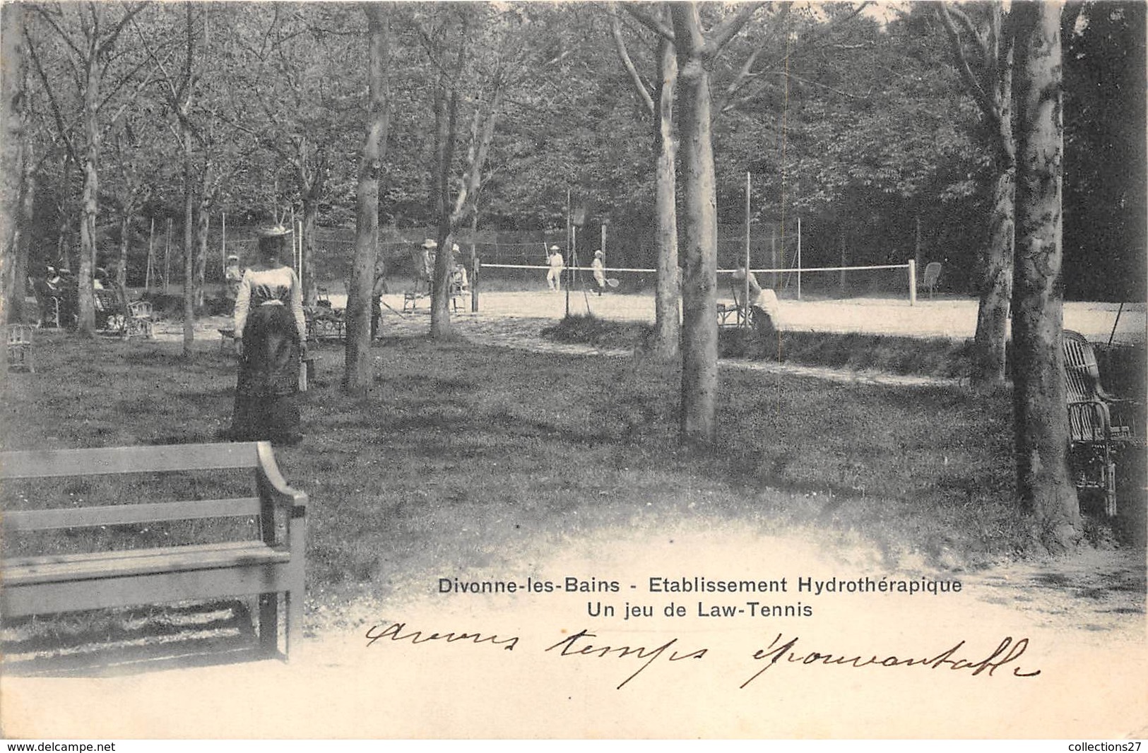 01-DIVONNE-LES-BAINS- ETABLISSEMENT HYDROTHERAPIQUE , UN JEU DE LAW-TENNIS - Divonne Les Bains