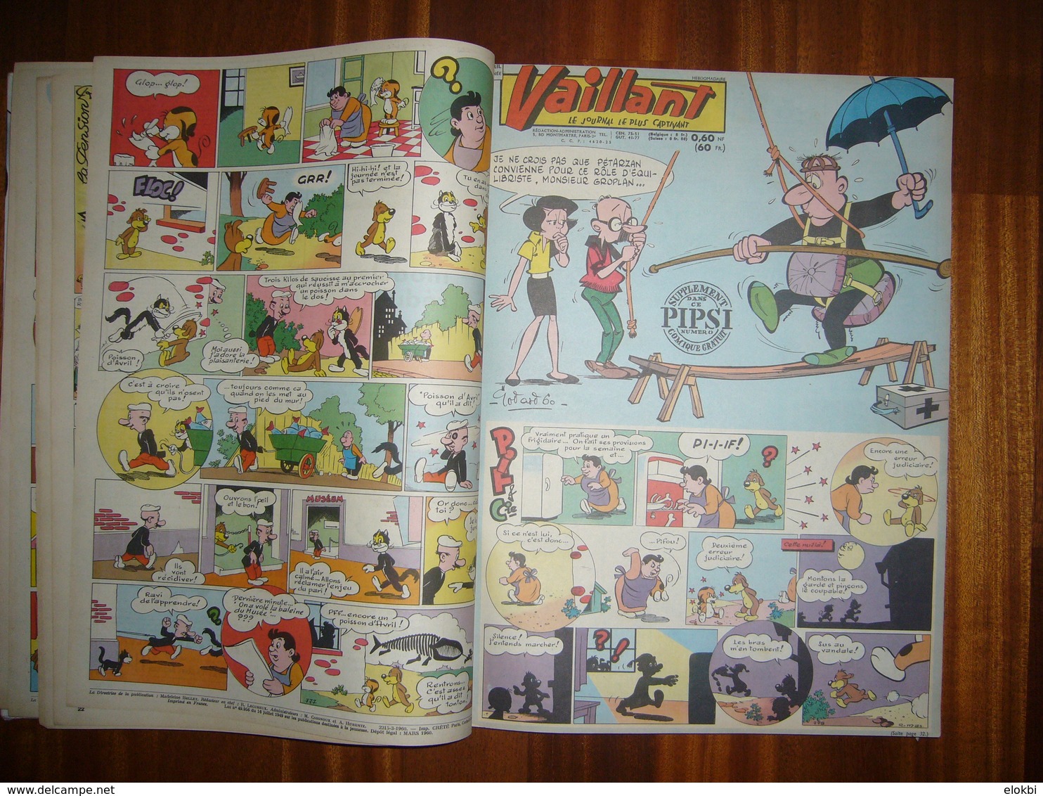 Album Vaillant n°2 [Série n°3] Revues n°772 à 884 incluses de l'année 1960 -Voir description détaillée
