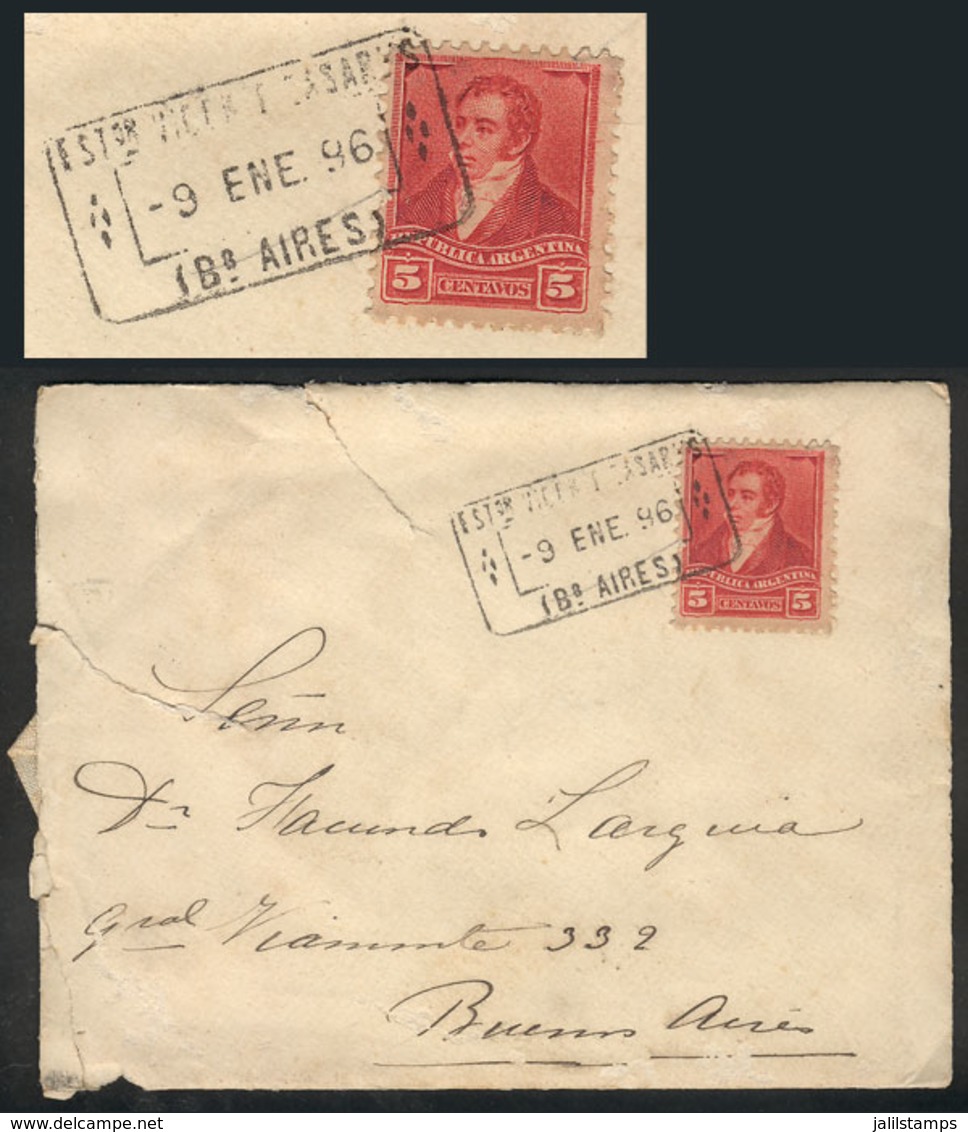 346 ARGENTINA: "Cover Franked With 5c. Rivadavia (3 Próceres Issue) With Attractive Rectangular Cancel ""ESTACION VICENT - Other & Unclassified