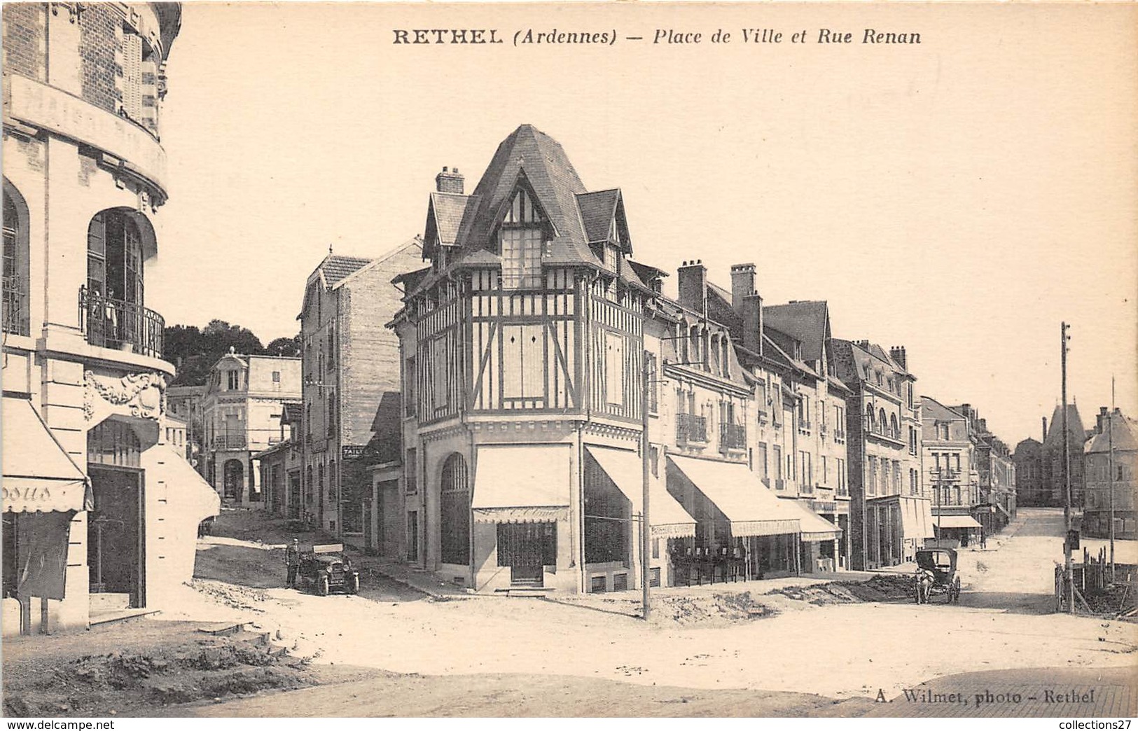 08-RETHEL- PLACE DE VILLE, ET RUE RENAN - Rethel