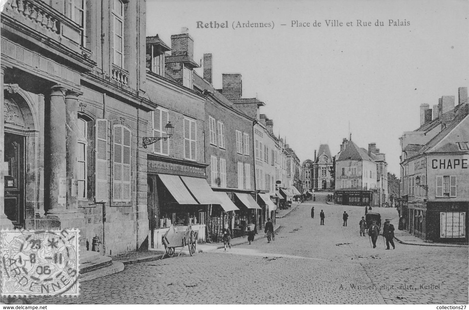 08-RETHEL- PLACE DE VILLE ET RUE DU PALIS - Rethel