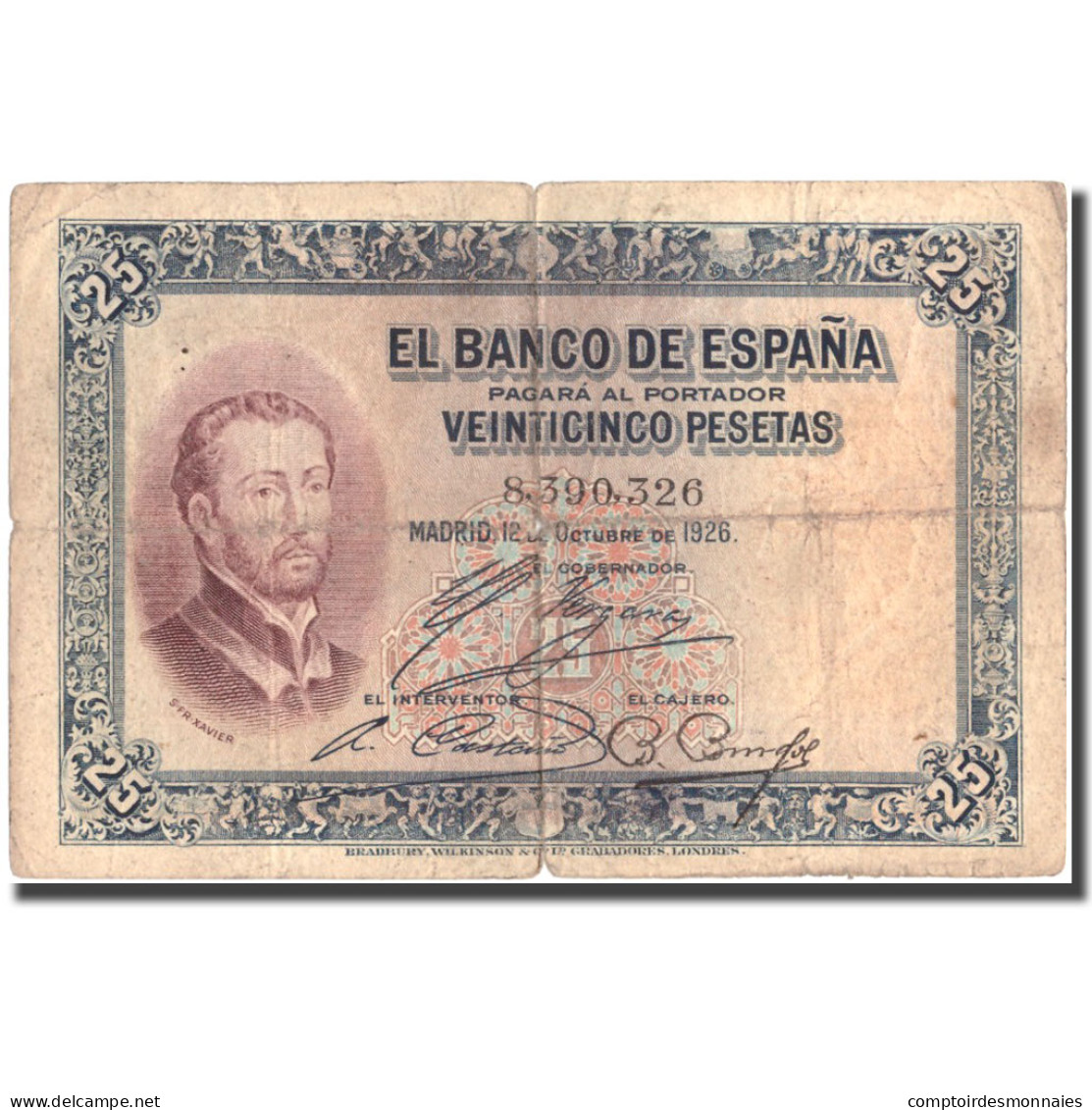 Billet, Espagne, 25 Pesetas, 1926, 1926-10-12, KM:71a, TB - 1-2-5-25 Pesetas