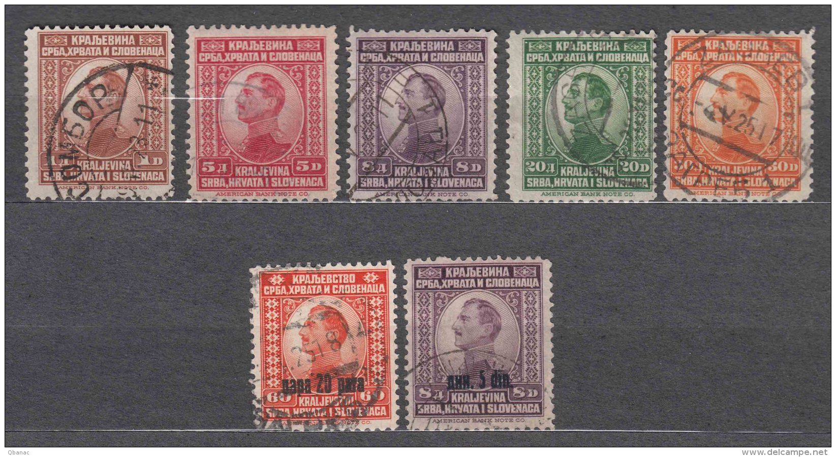 Yugoslavia Kingdom 1923/4 Mi#169-175 Used - Oblitérés