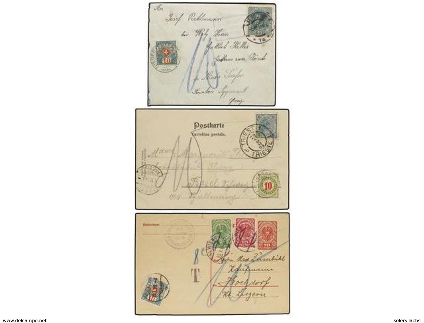 125 AUSTRIA. 1904-20. 7 Covers And Cards With Swiss Postage Due Stamps. - Sonstige & Ohne Zuordnung