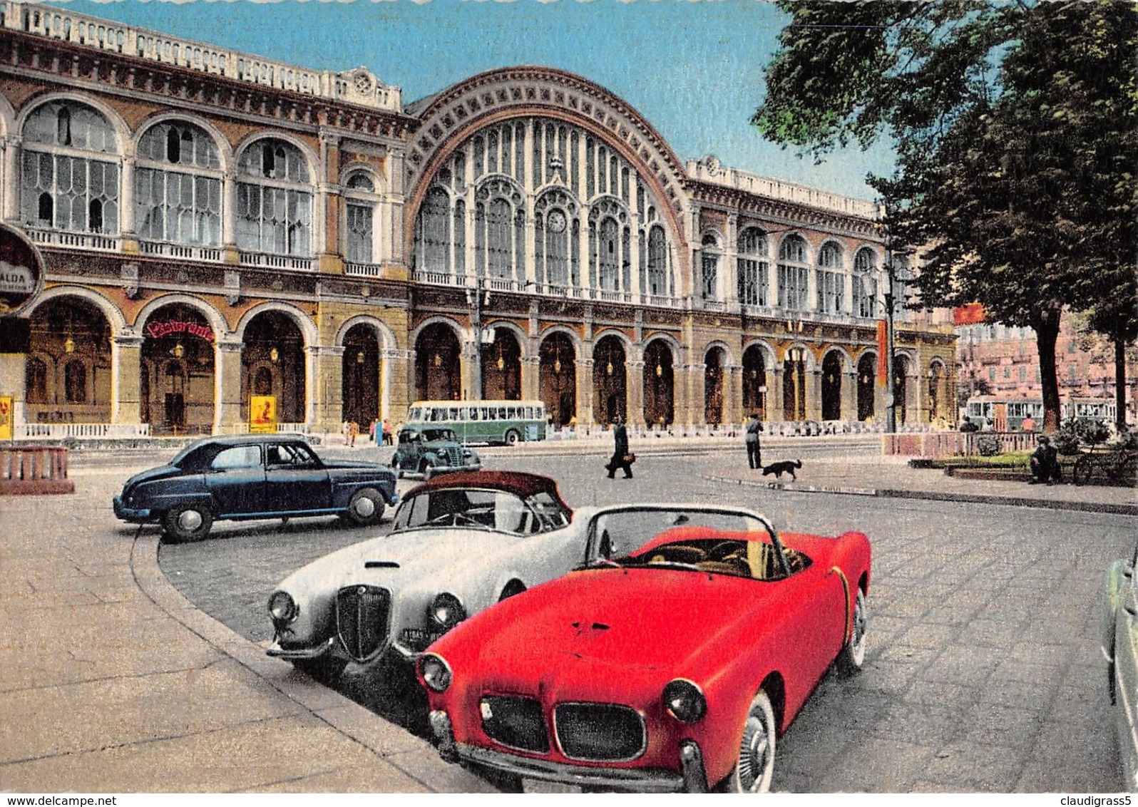 0003 "TORINO STAZIONE PORTA NUOVA" ANIMATA, AUTO ANNI '50. CART. ORIG. NON SPEDITA - Stazione Porta Nuova