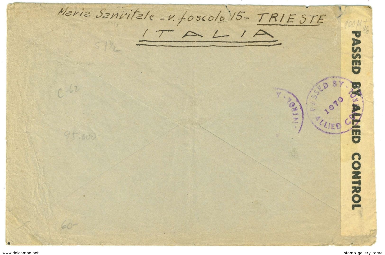 LETTERA VIA AEREA DA TRIESTE PER PHILADELPHIA - USA - VERIFICATA PER CENSURA - ALLIED CONTROL - Storia Postale