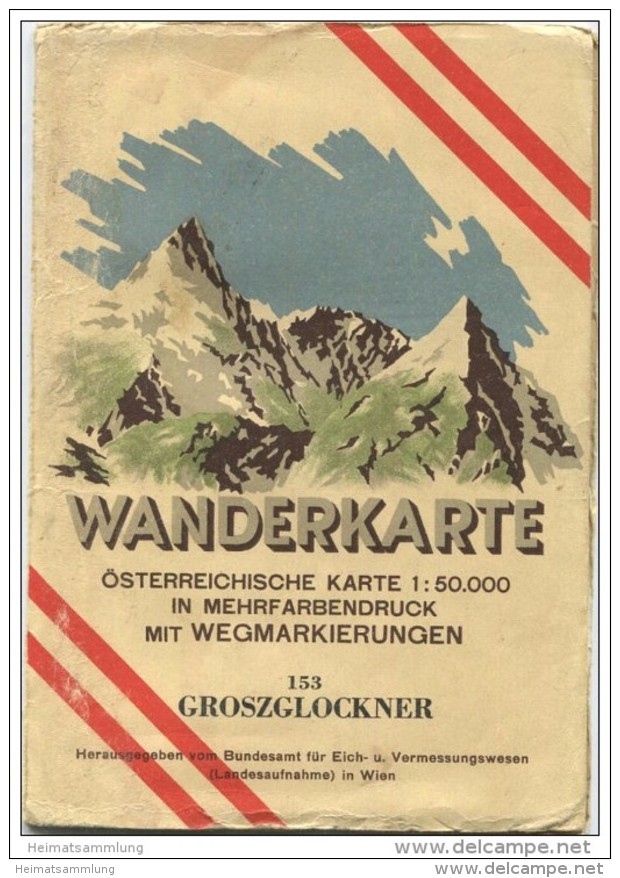 153 Groszglockner 1948 - Wanderkarte Mit Umschlag - Österreichischen Karte 1:50.000 - Herausgegeben Vom Bundesamt Für Ei - Mappemondes