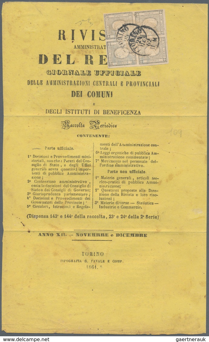 00863 Italien - Altitalienische Staaten: Sardinien: 1861, Stamps For Printed Matter, 2 Cents. Black Gray, - Sardinien