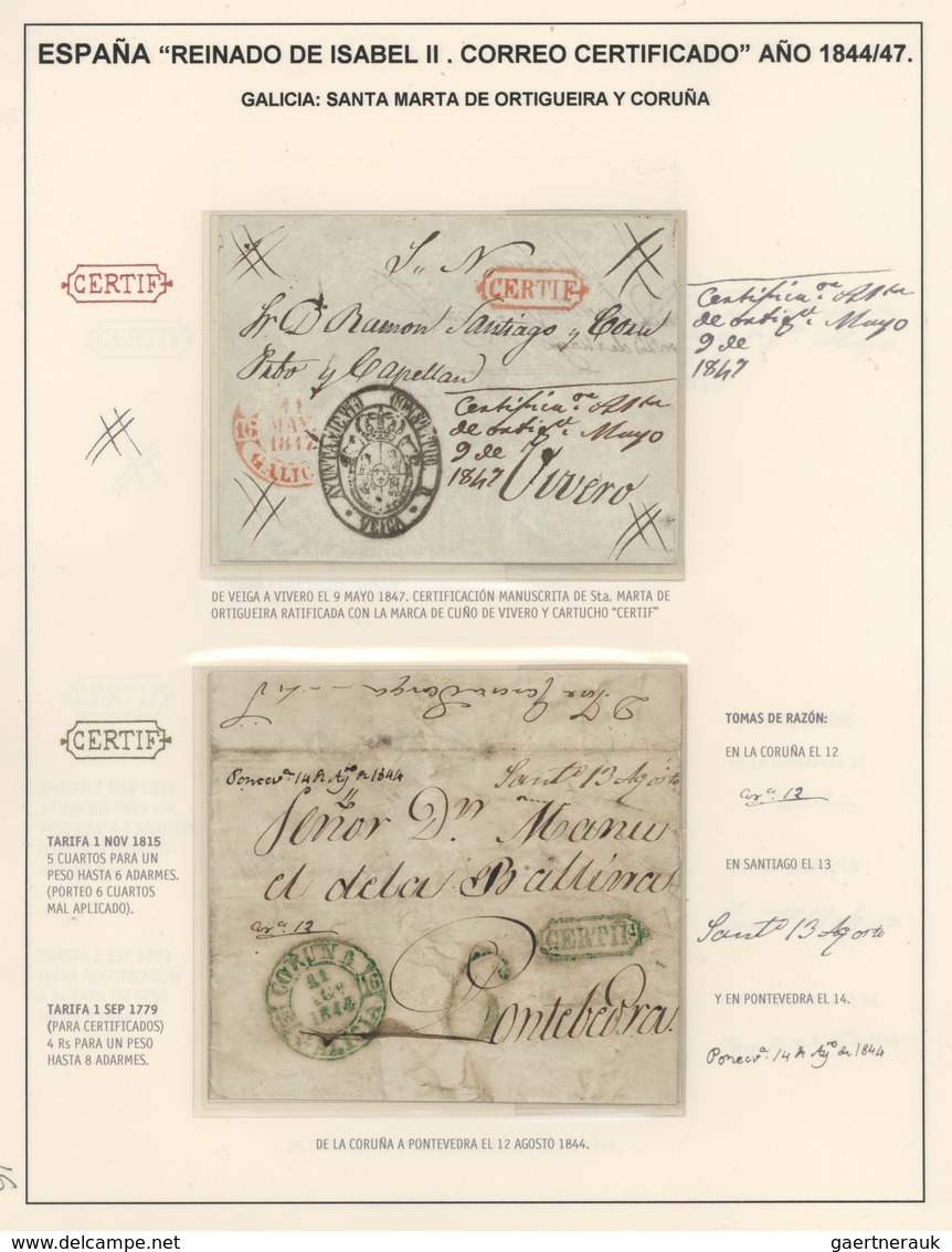 01633 Spanien: 1743-1889 "CORREOS CERTIFICADO - REGISTERED MAIL": The Famous And Specialized 'Almany' Coll - Gebraucht