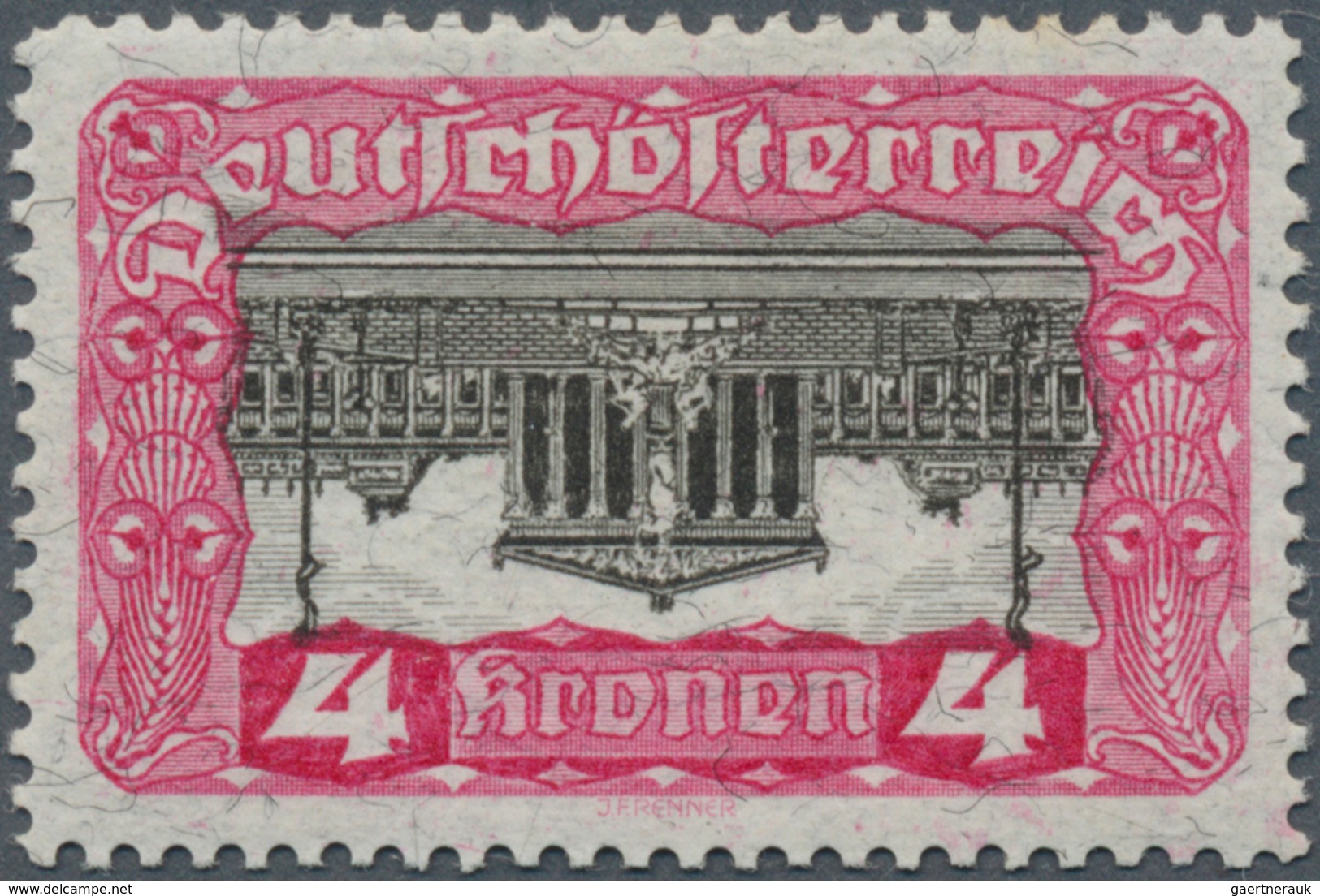 01851 Österreich: 1919/1921, 4 Kr. Rosa/schwarz, Freimarke Mit Kopfstehendem Mittelstück, Ungestempelt, Ta - Ungebraucht