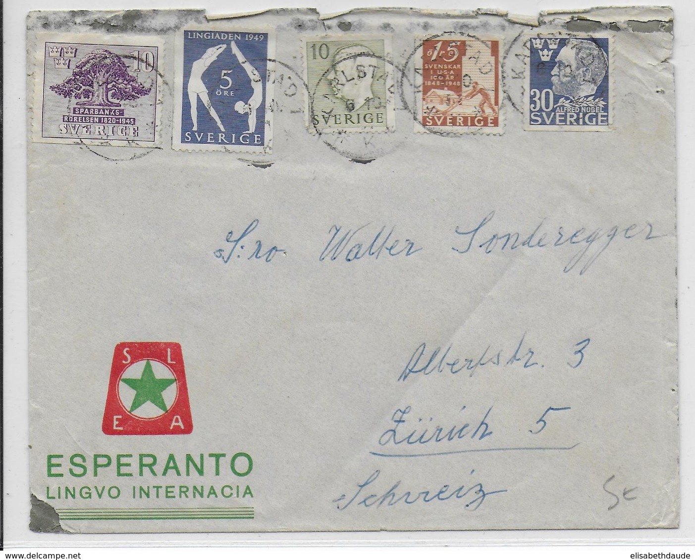 ESPERANTO - SUEDE - 1951 - ENVELOPPE ILLUSTREE De PROPAGANDE - Esperanto