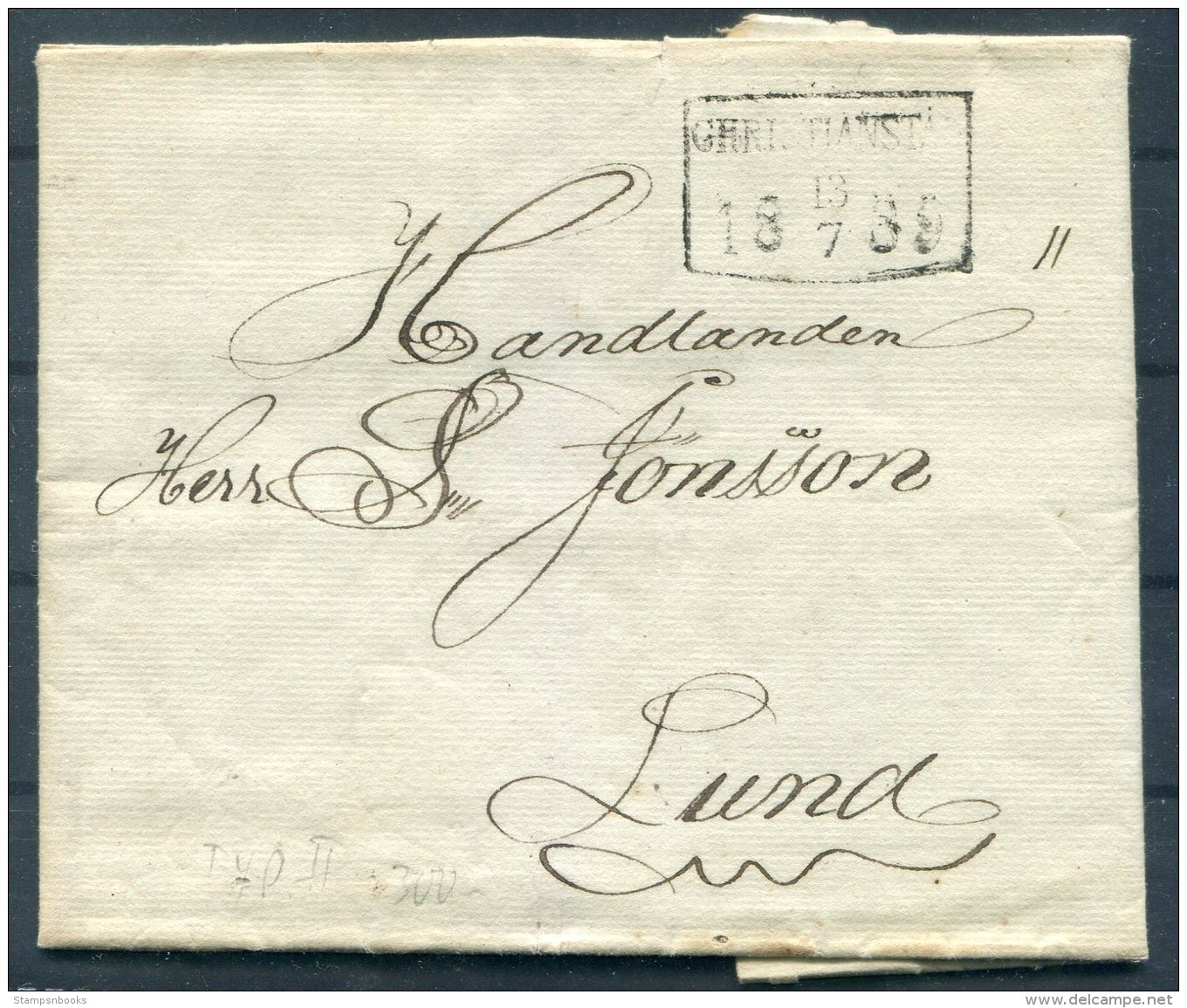 1839 Sweden Entire Christianstad - Lund - ... - 1855 Préphilatélie