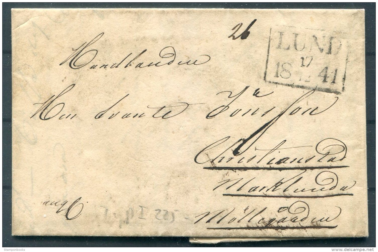 1841 Sweden Entire Lund - Christianstad - ... - 1855 Vorphilatelie