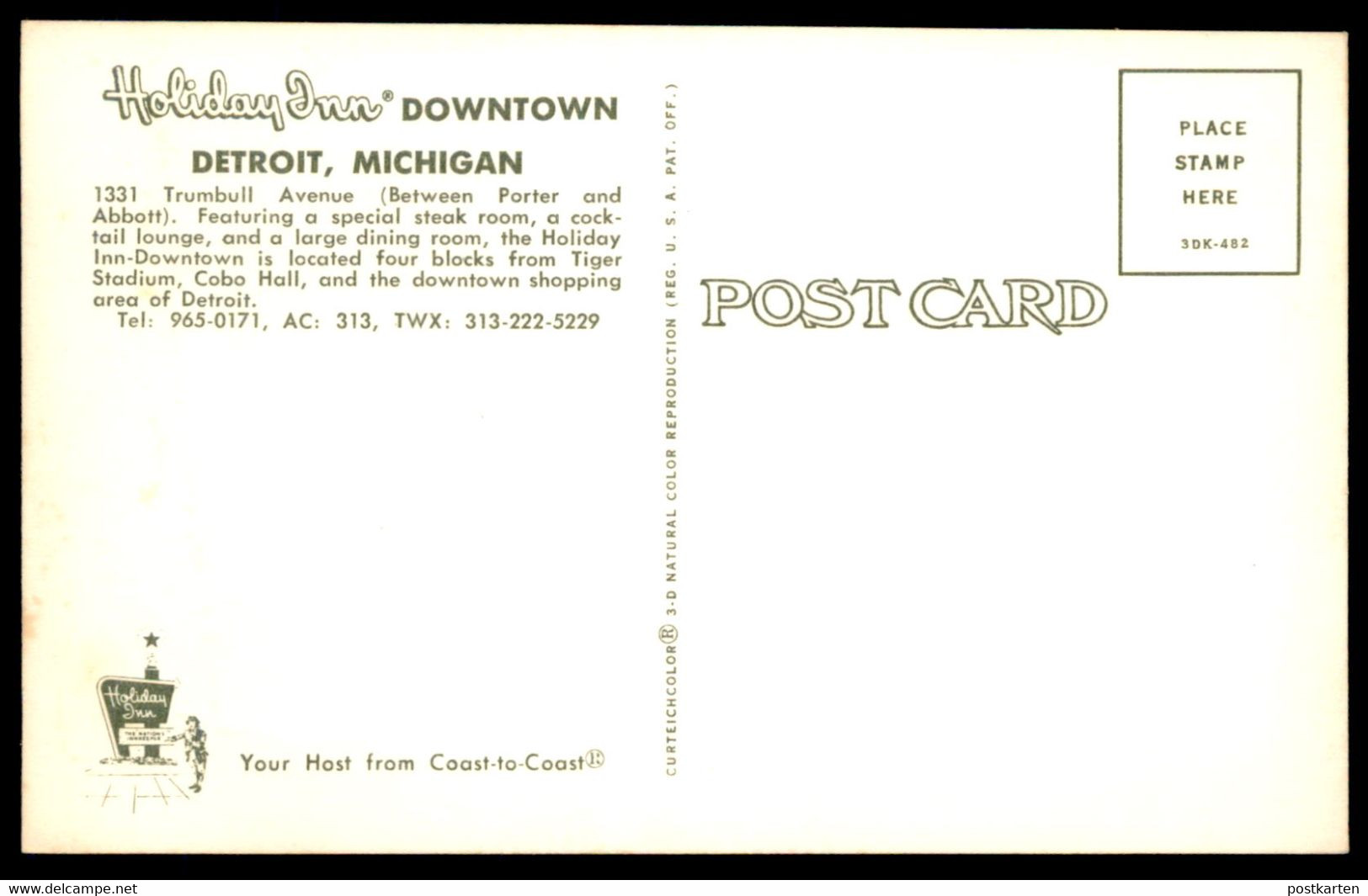 ÄLTERE POSTKARTE DETROIT HOLIDAY INN HOTEL DOWNTOWN TRUMBULL AVENUE Postcard Ansichtskarte AK Cpa USA - Detroit