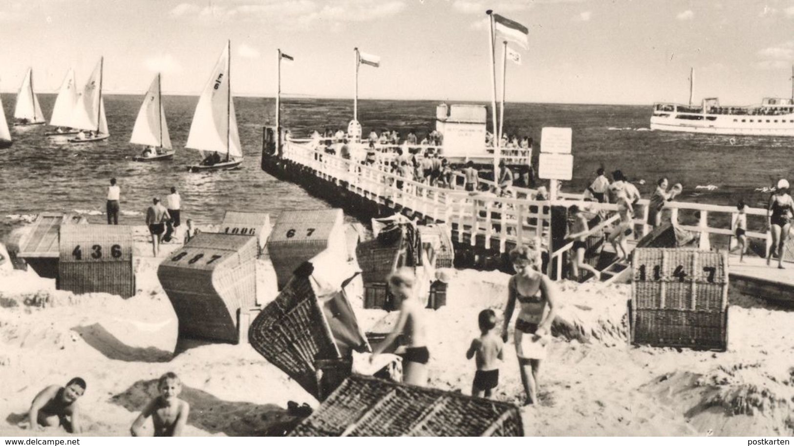 ÄLTERE POSTKARTE 150 JAHRE SEEBAD WYK AUF FÖHR DIE MITTELBRÜCKE UM 1900 UND 1969 Insel Ansichtskarte AK Cpa Postcard - Föhr