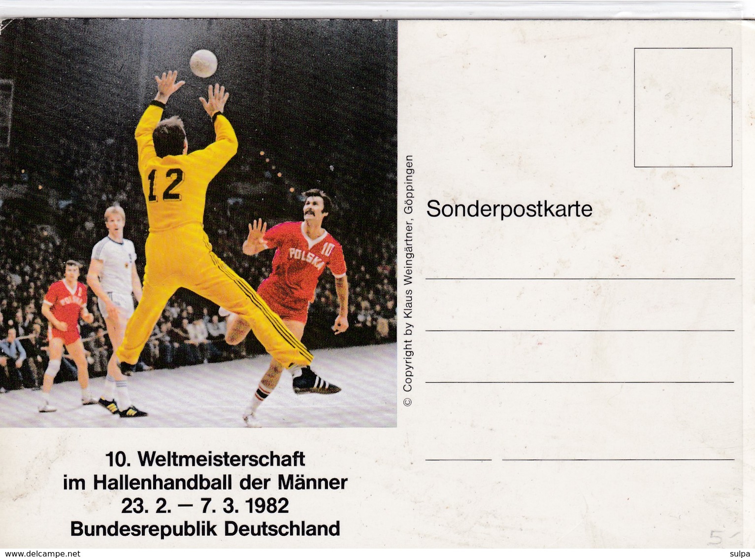 10. Weltmeisterschaft Im Hallenhandball Der Männer 1982, Sonderpostkarte - Balonmano