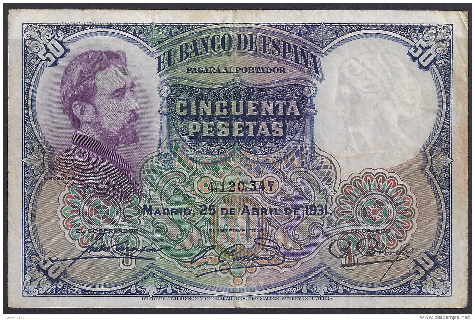 ESPAÑA 1931 - BILLETE BUEN ESTADO - 50 Peseten