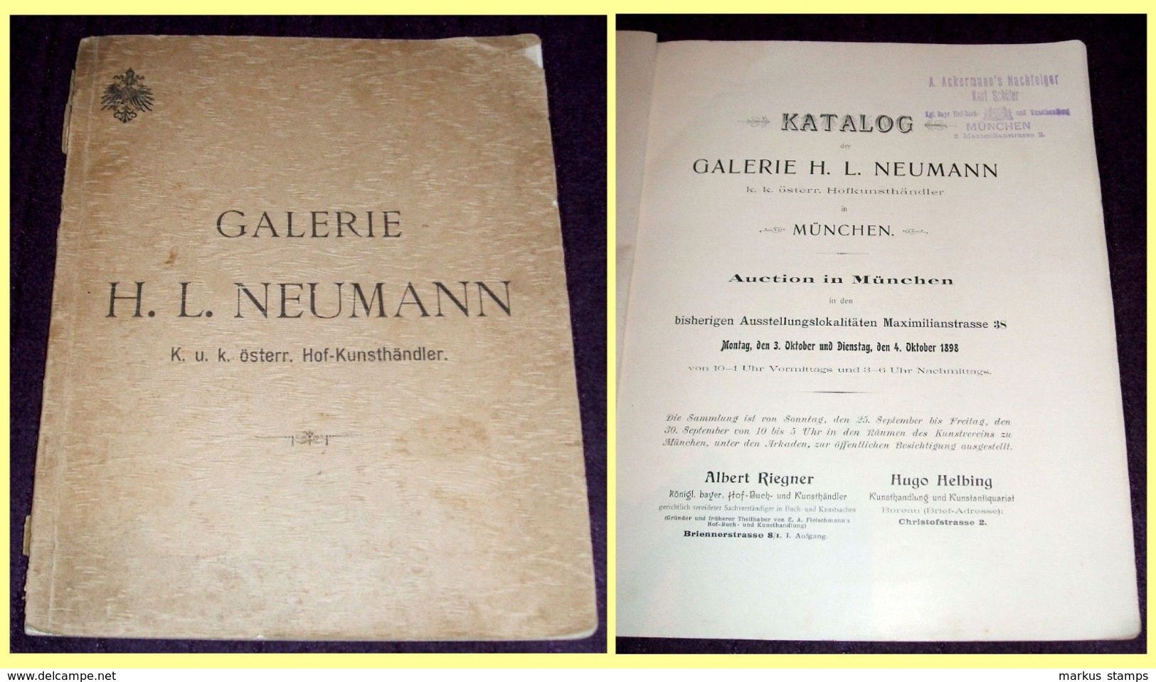 1898 Neumann Art Galery Auction Catalog / Munich, Paintings, Fire Guns, Antiques - Kataloge