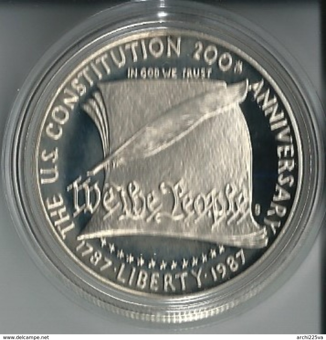 U.S.A. 1987 - Constitution - ONE DOLLAR FDC Proof - Argento / Argent / Silver - Conf. Originale (6 Foto) - Proof Sets