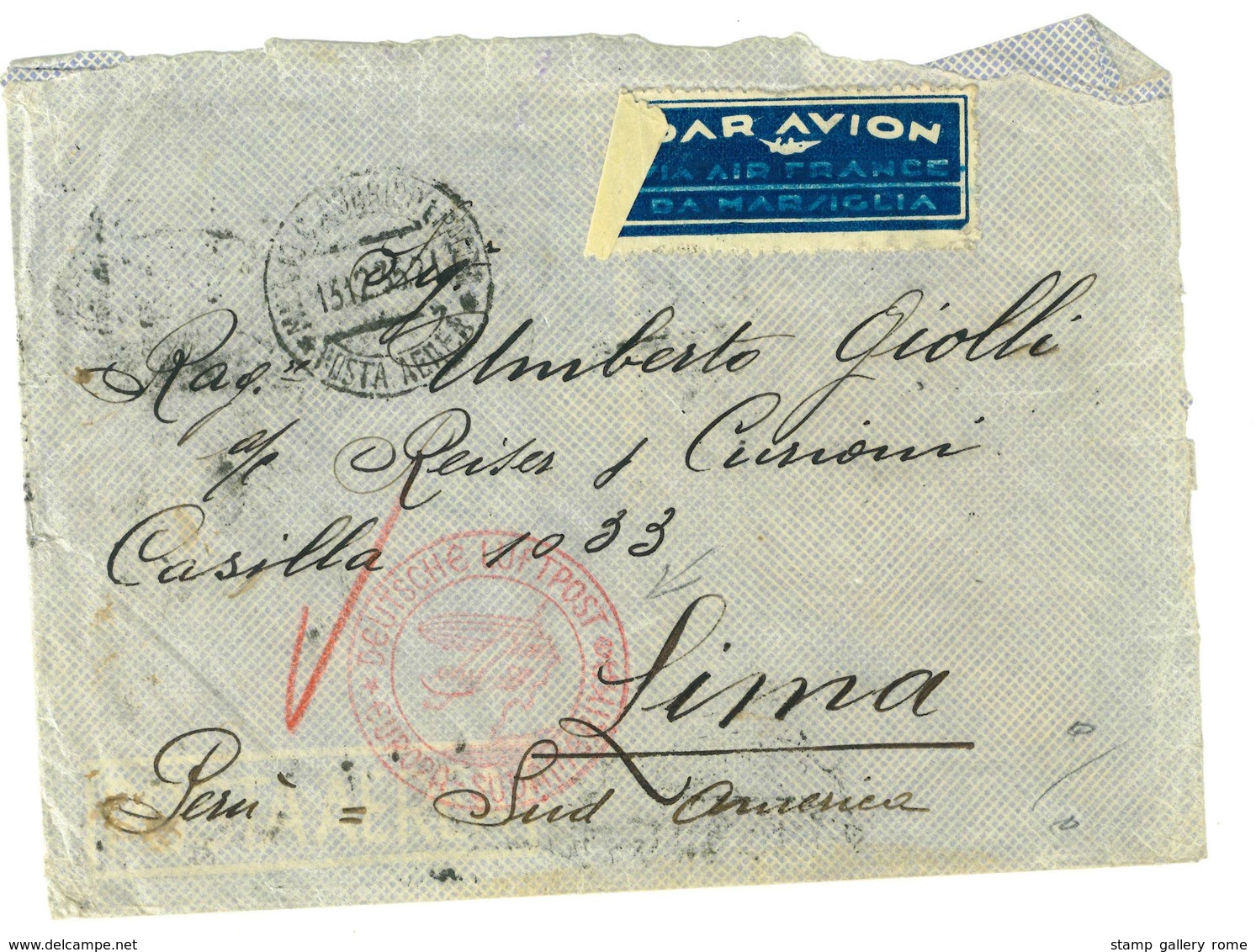 ITALIA REGNO - ANNO 1935 - AEROGRAMMA PER LIMA - MARCOFILIA AEREA - ZEPPELIN - Marcophilia (Zeppelin)