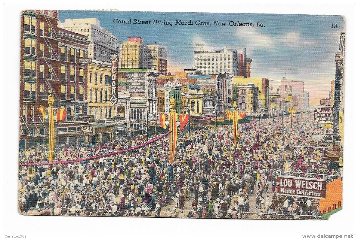 NEW ORLEANS - CANAL STREET DURING MARDI GRAS 1953   VIAGGIATA FP - New Orleans