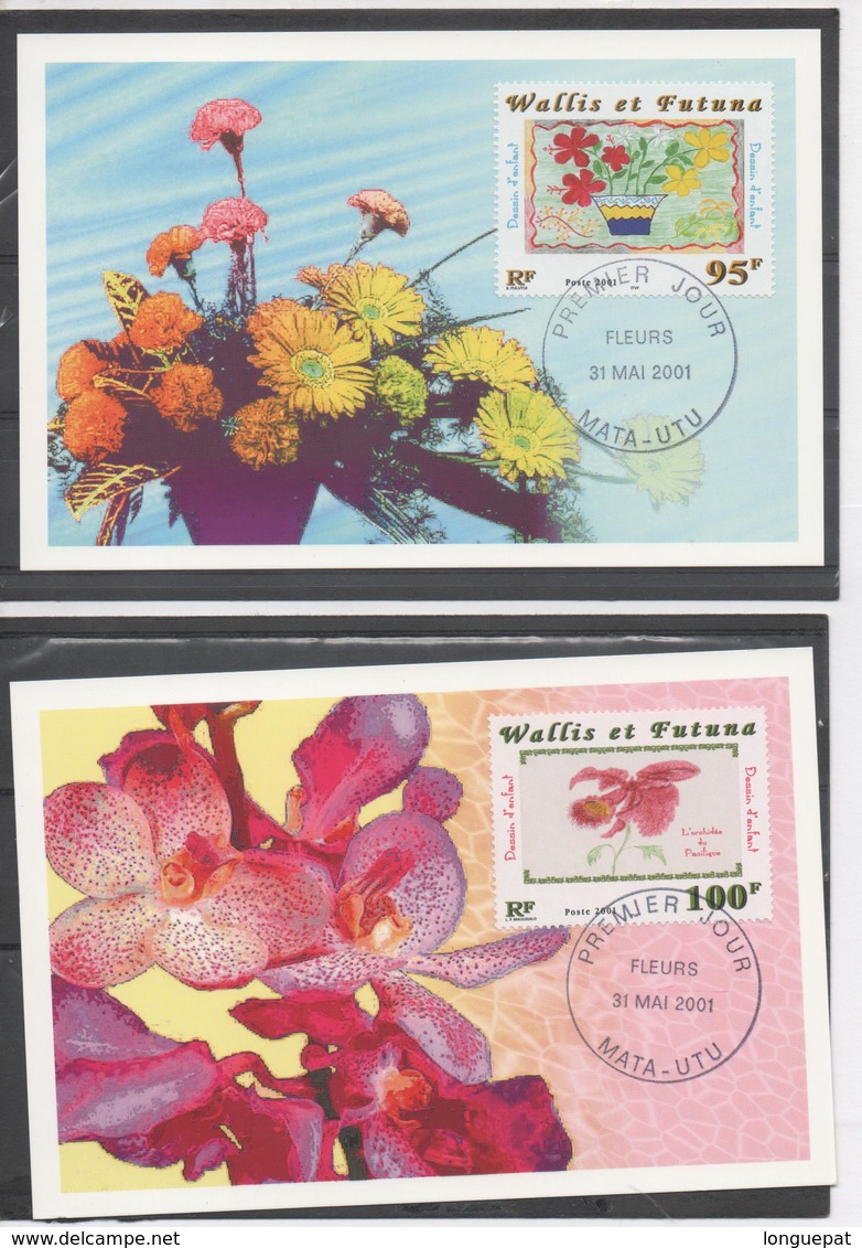 WALLIS-et-FUTUNA - Flore - Fleurs - Dessins D'enfants - 4 Cartes - Cartes-maximum