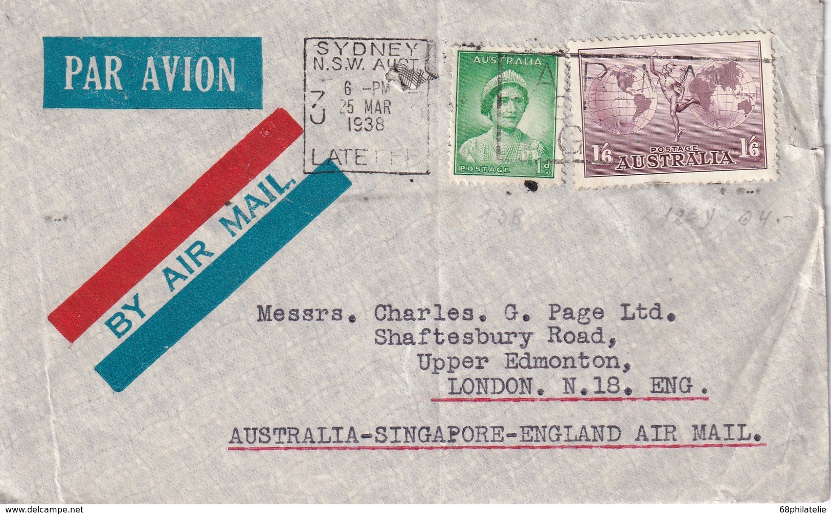 AUSTRALIE 1938 PLI AERIEN DE SYDNEY - Lettres & Documents